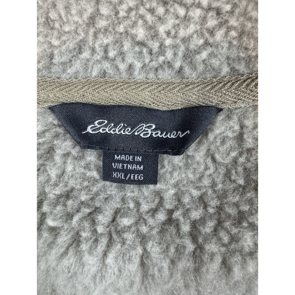 Eddie Bauer Sweatshirt Mens XXL Beige Mock Neck 1/4 Zip Pullover Knit Pockets - Picture 6 of 10